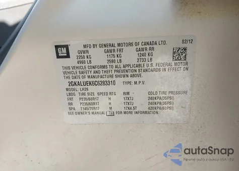 2012 GMC Terrain Slt-1 из США, поврежденный, VIN 2GKALUEK6C6283310